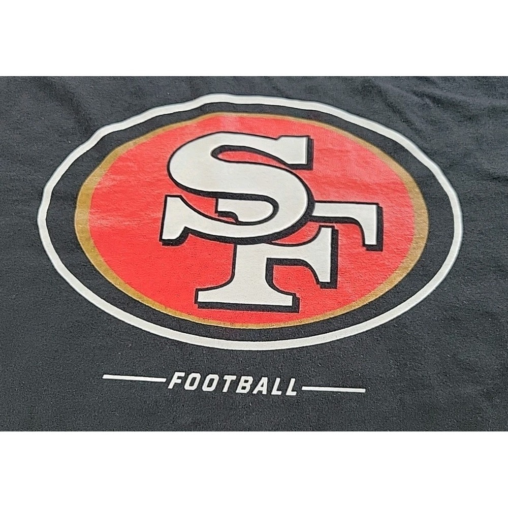 San Francisco 49ers NFL Football Short Sleeve Fanatics Logo Black T-Shirt Sz L